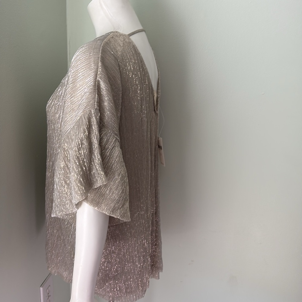 ANTHROPOLOGIE VANESSA VIRGINIA Metallic Silver Top Medium NEW - Picture 7 of 11